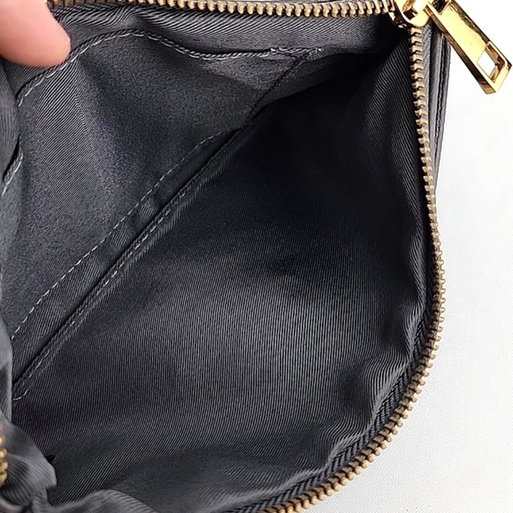 Love & Lore Wristlet Clutch Dark Grey Gold Tone Hardware Top Zip Closure - Picture 13 of 16